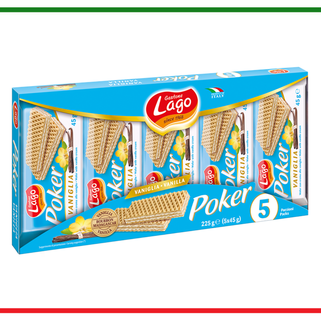 Lago napolitane Poker cu vanilie Multipack 5x45g