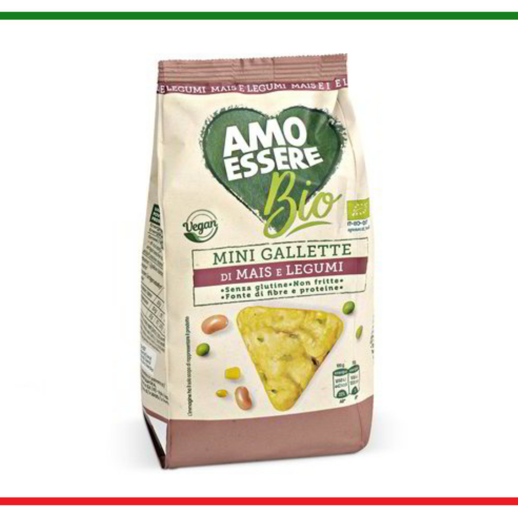 Amo Essere Bio mini snack de porumb si fasole 80g
