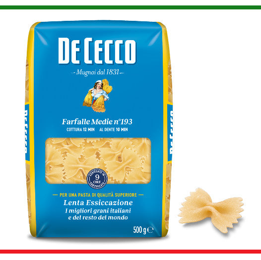 De Cecco paste farfalle medie n.193 500g