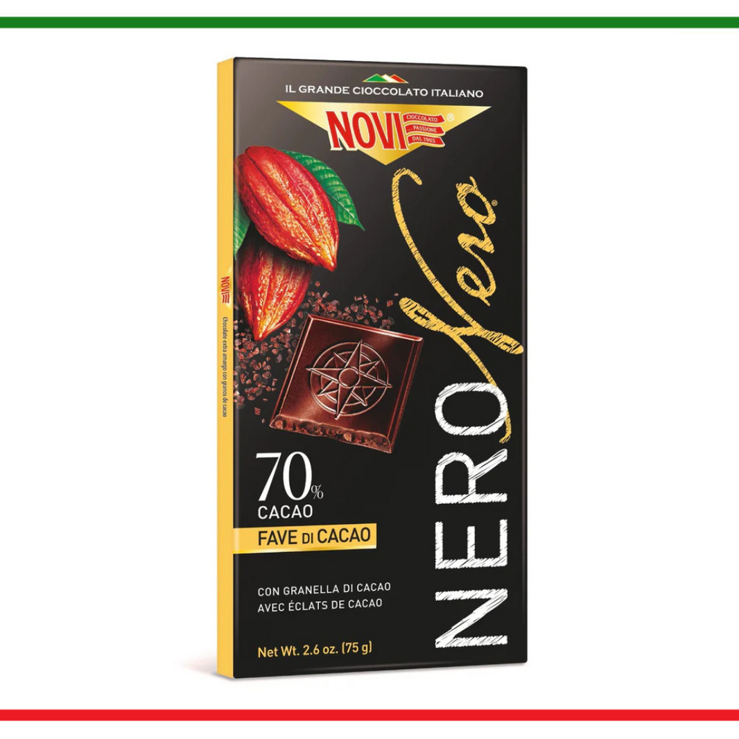 Novi ciocolata neagra 70% cu boabe de cacao 75g