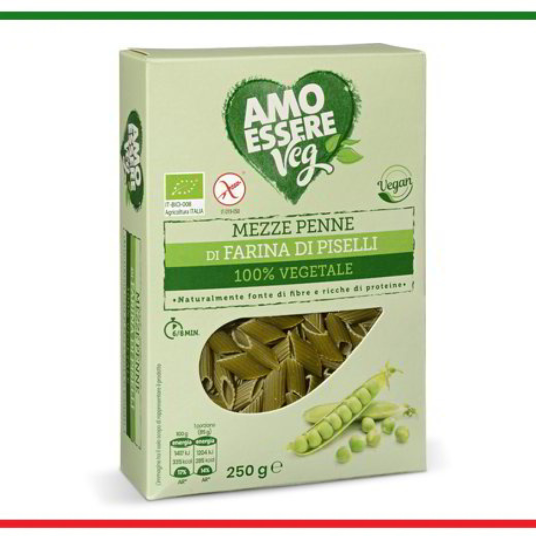 Amo Essere paste Mezze penne cu faina de mazare 250g