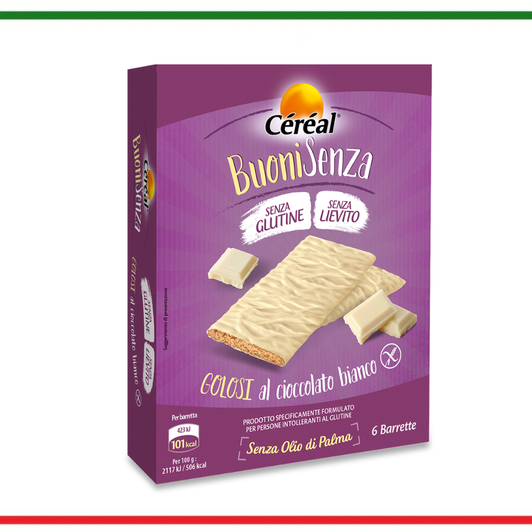 Cereal BuoniSenza snack fara gluten cu ciocolata alba 120g