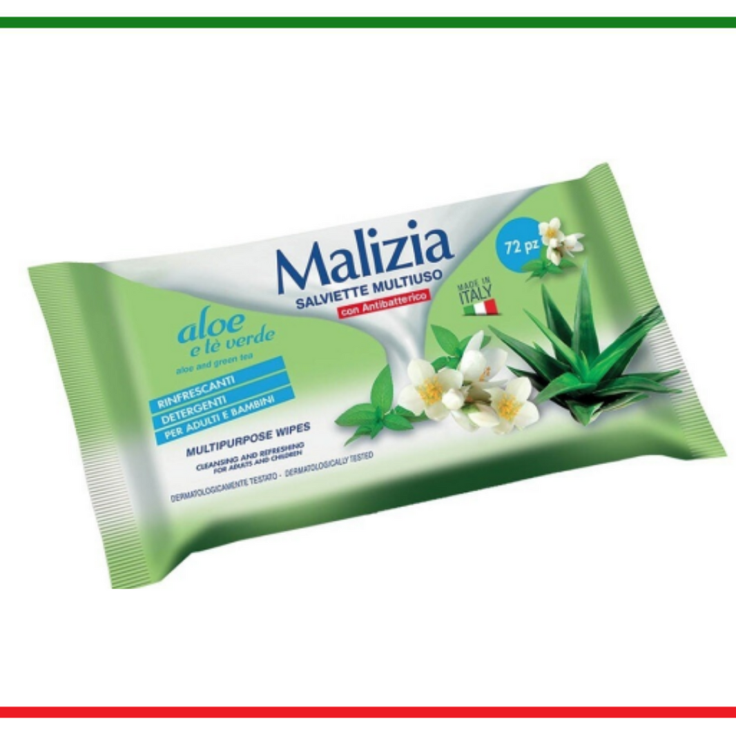 Malizia Servetele multifunctionale cu Aloe si Ceai Verde 72buc