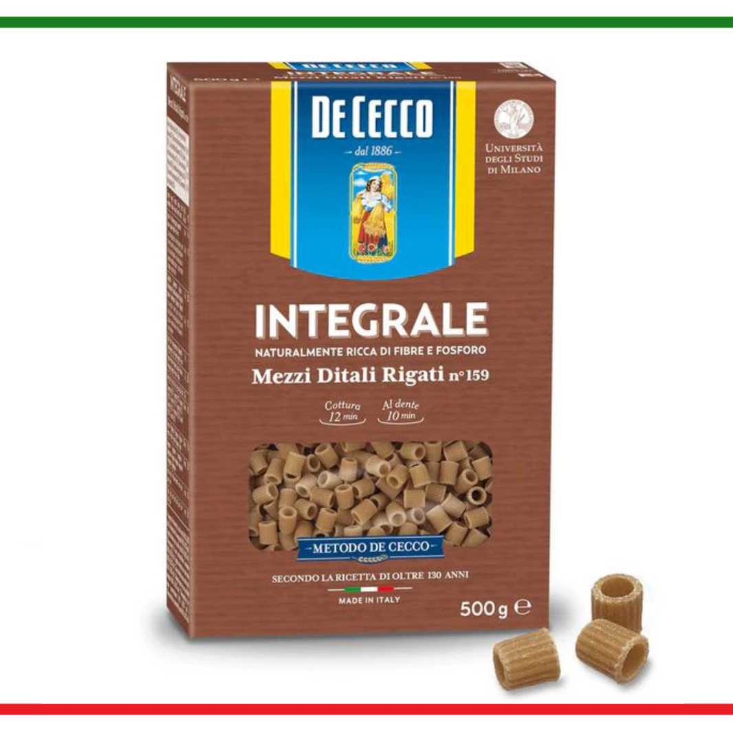 De Cecco paste Integrale Mezzi Ditali n159 500g