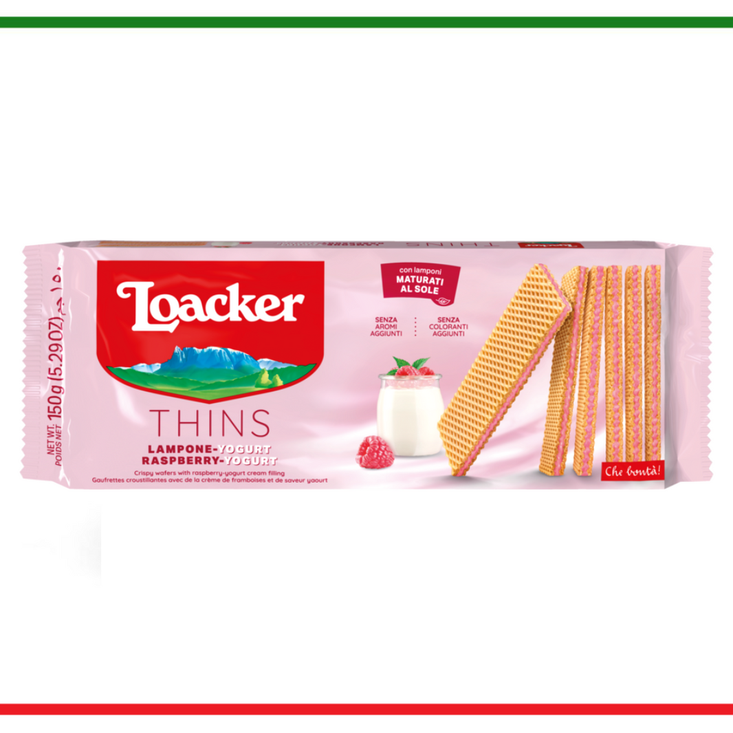 Loacker napolitane Thins cu iaurt si zmeura 175g