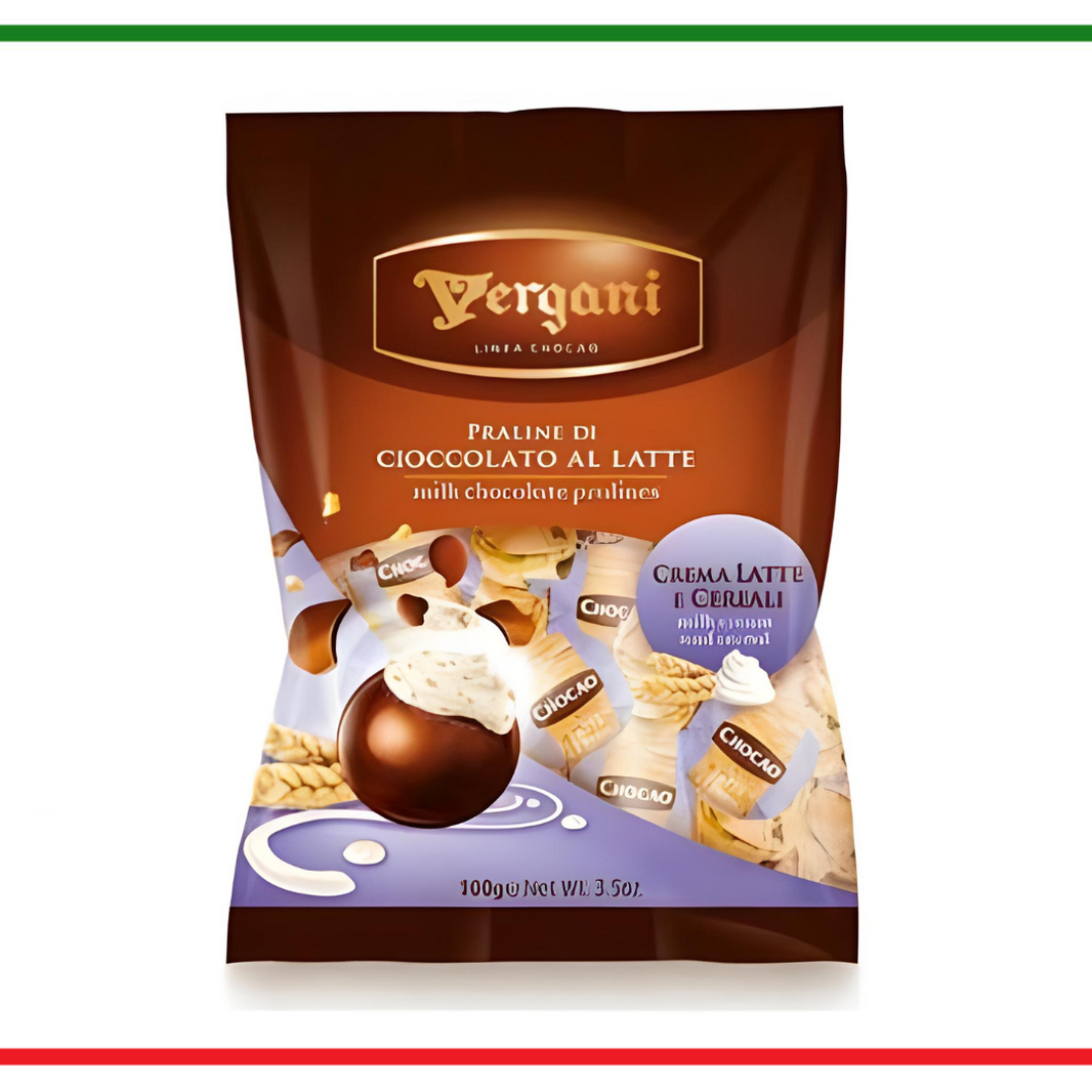 Vergani praline de ciocolata cu crema de lapte si cereale 100g