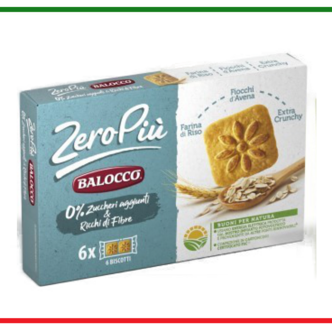 Balocco Zeropiu biscuiti fara zahar cu fulgi de ovaz si faina de orez 230g 6buc